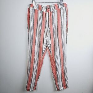 Loft Beach Striped Linen Blend Pants, size Small